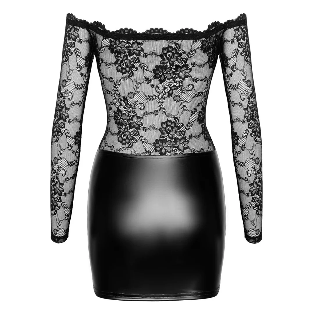 Noir Orgia Exclusive S czarna mini sukienka z koronką i długim rękawem — zdjęcie 5