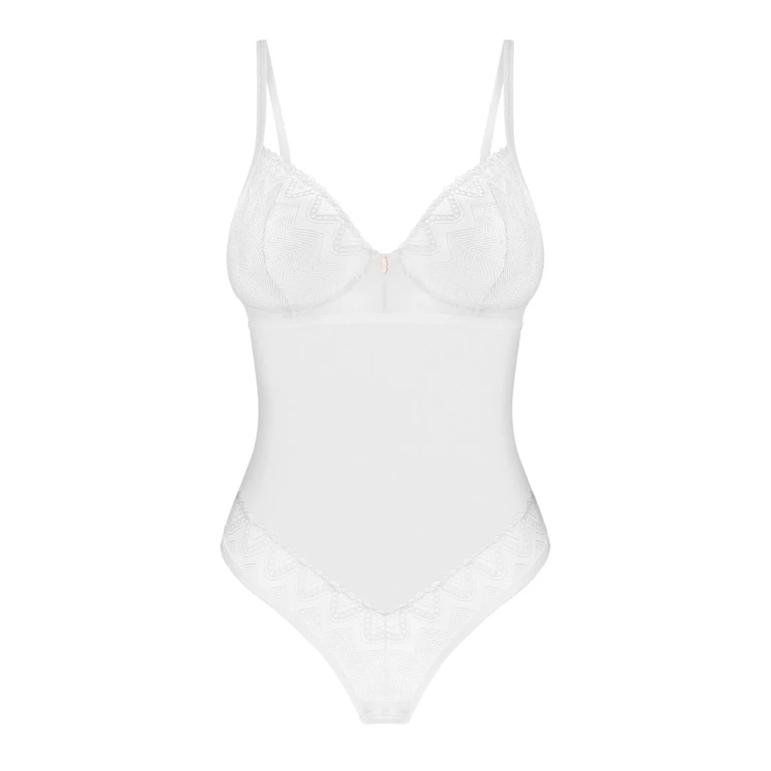 Obsessive Alissium Body białe koronka XL/2XL regulowane ramiączka — zdjęcie 5