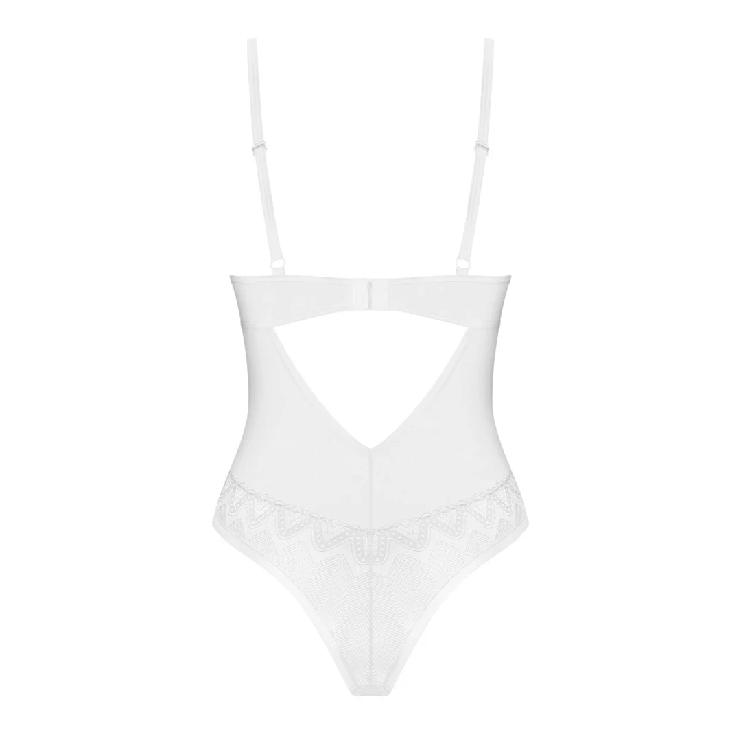 Obsessive Alissium Body białe koronka XL/2XL regulowane ramiączka — zdjęcie 6