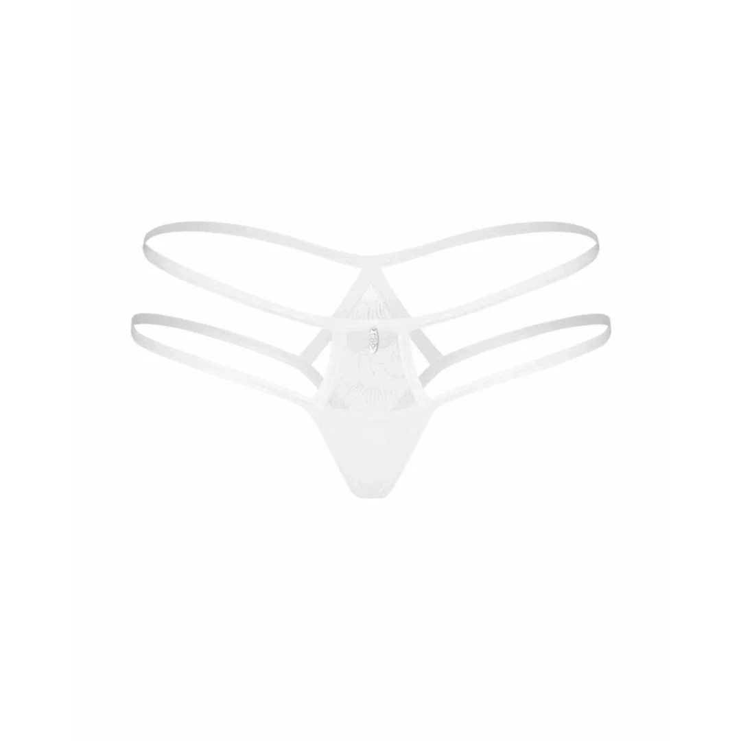 Obsessive Arrowel Panties białe - finezyjna koronkowa bielizna L/XL — zdjęcie 4