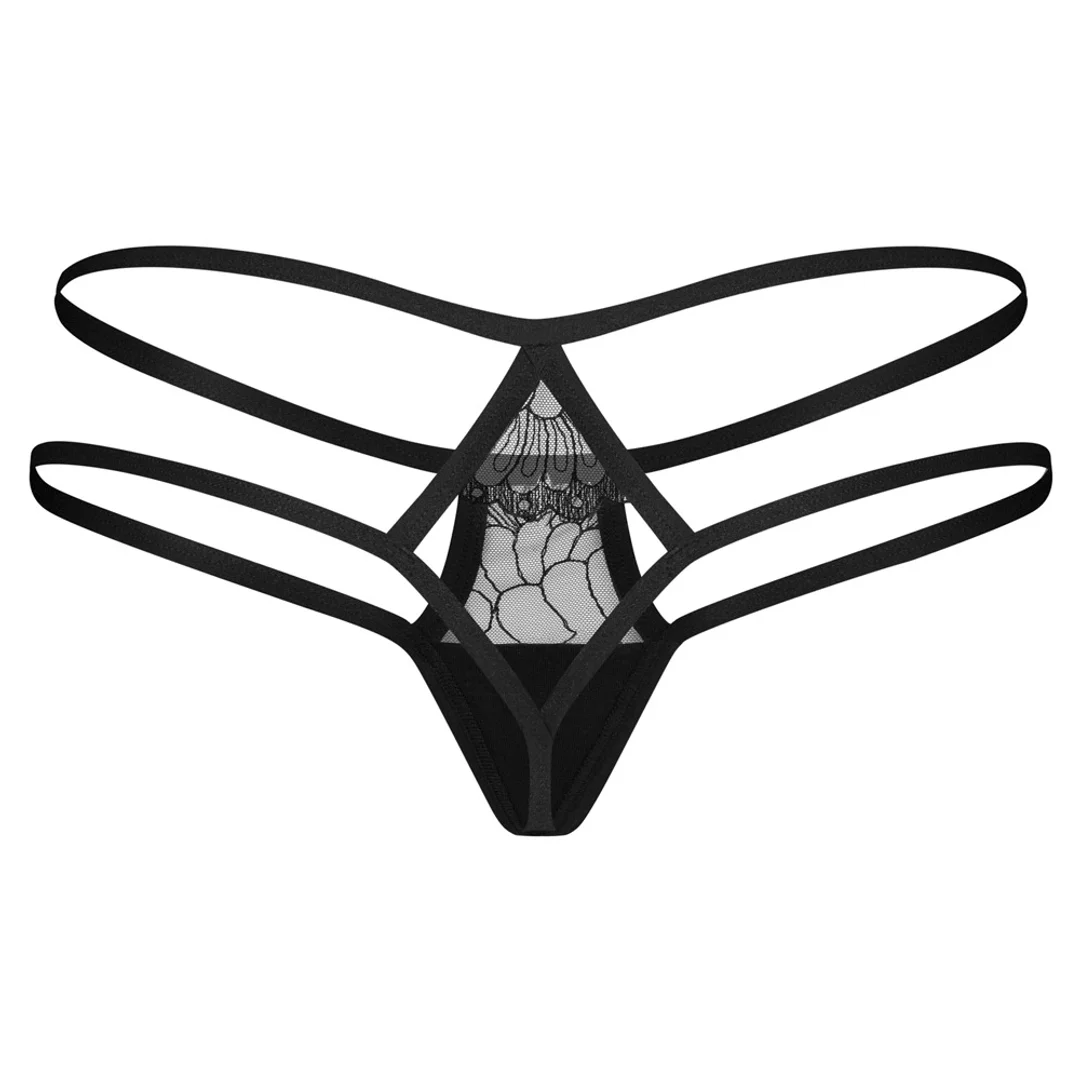 Obsessive Arrowel String 2XL/3XL czarny z koronką podwojny pasek — zdjęcie 4
