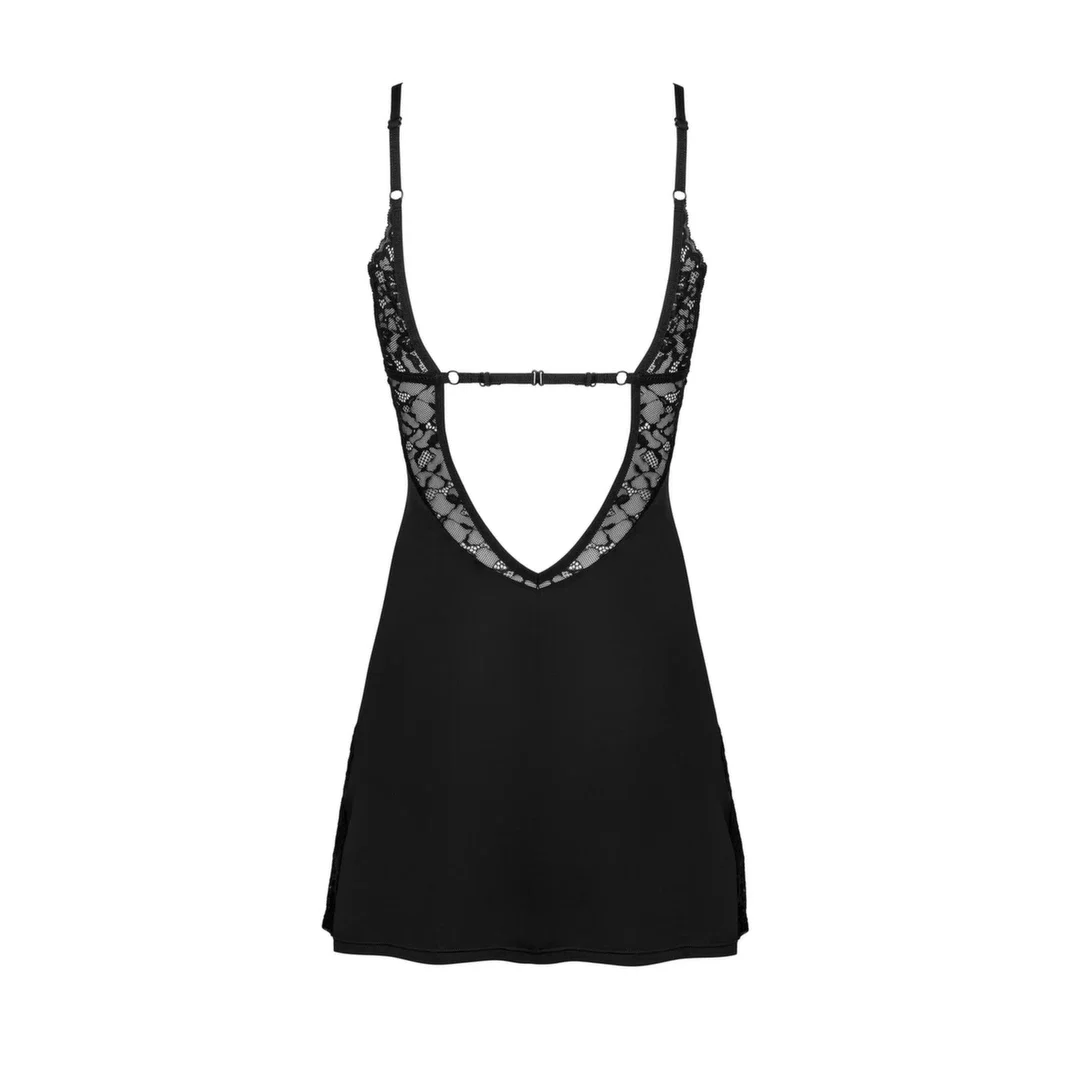 Obsessive Bellastia XL/2XL - komplet bielizny z koronką, czarny — zdjęcie 4