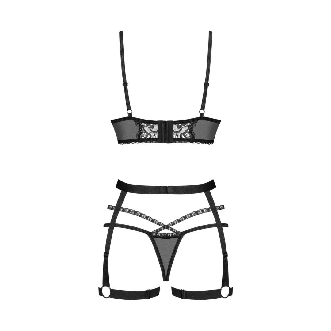Obsessive Blomentis komplet 3-częściowy czarny XS/S elegancki design — zdjęcie 3
