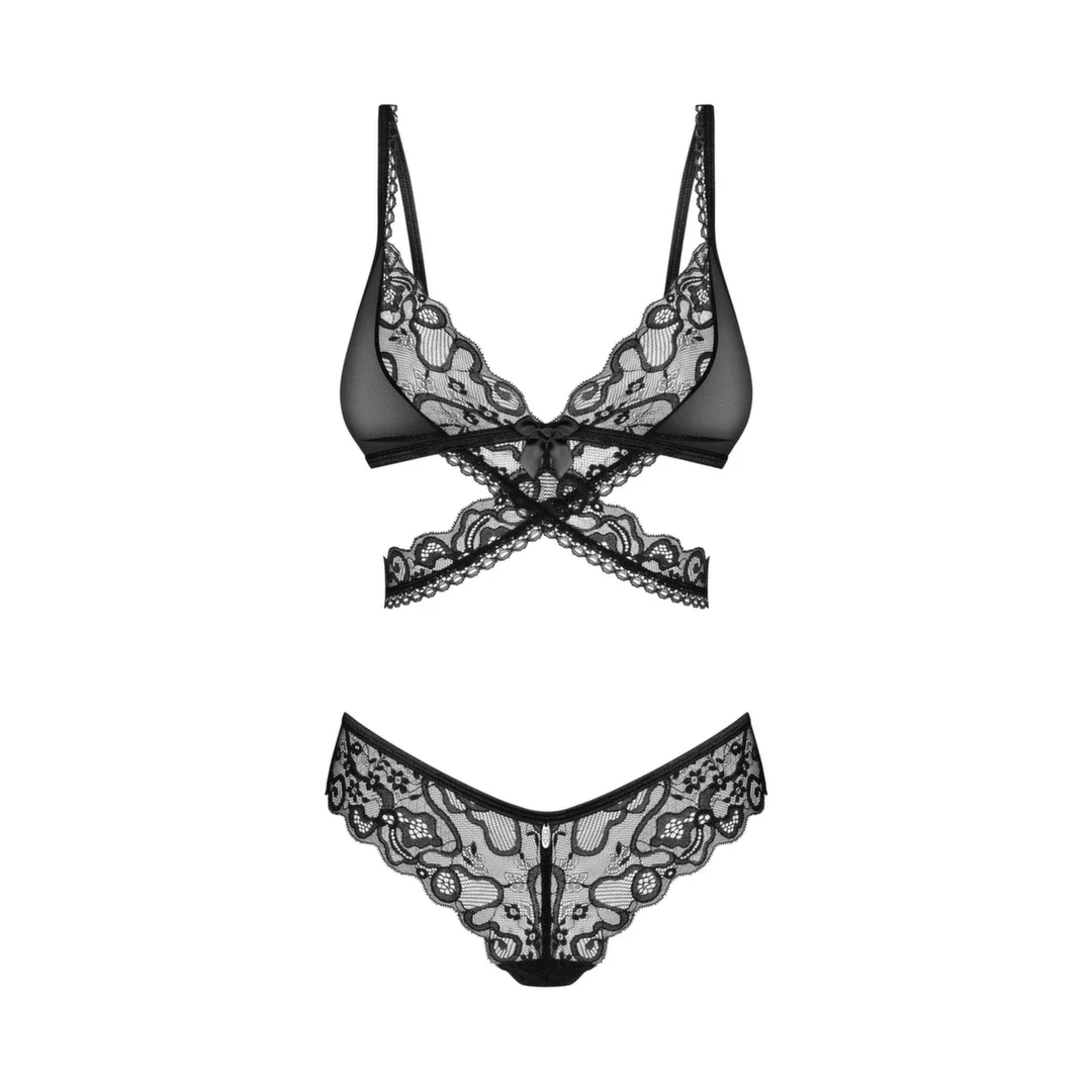 Obsessive Blomentis komplet dwuczęściowy czarny M/L koronka — zdjęcie 2