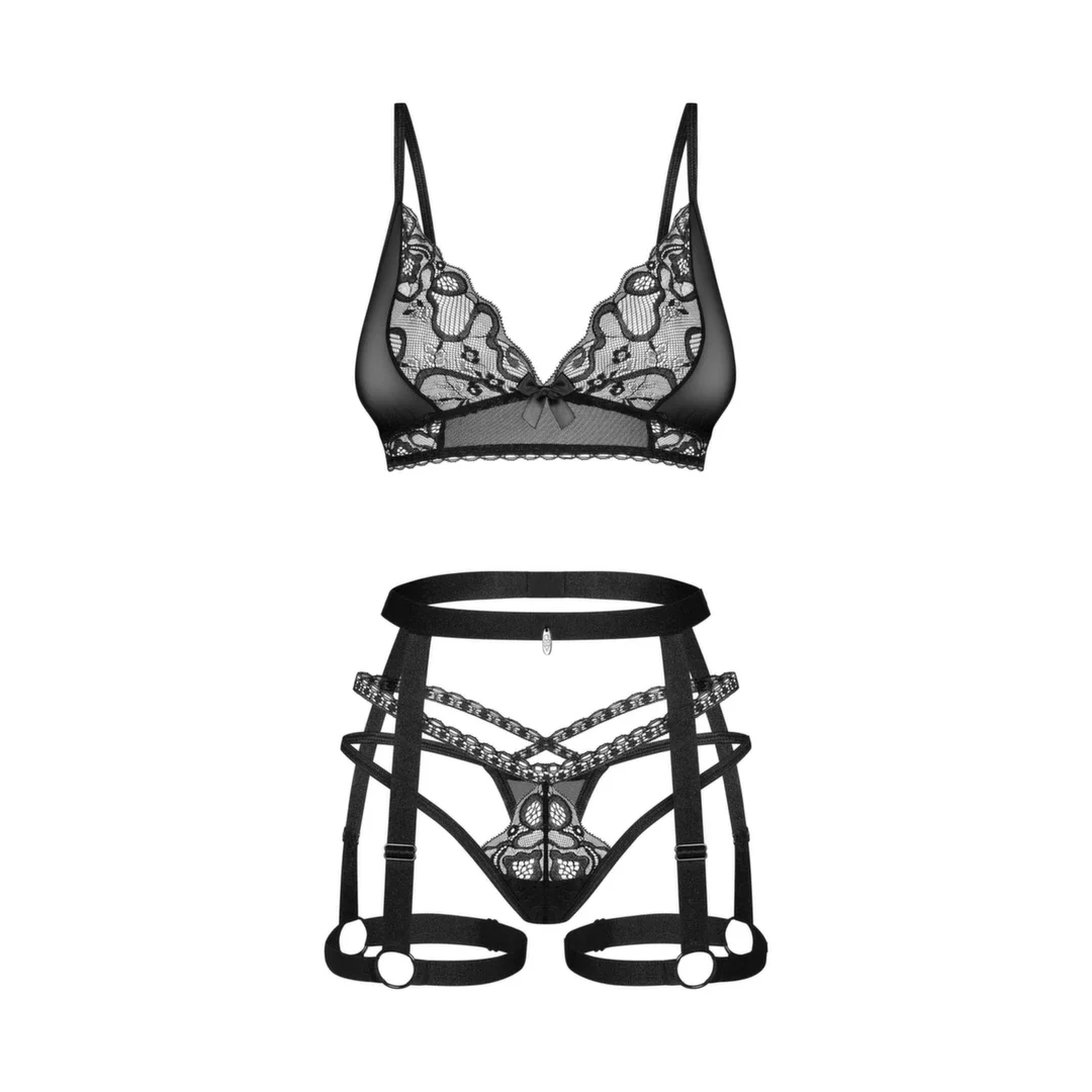 Obsessive Blomentis XL/2XL czarny zestaw 3-częściowy z regulacją — zdjęcie 2