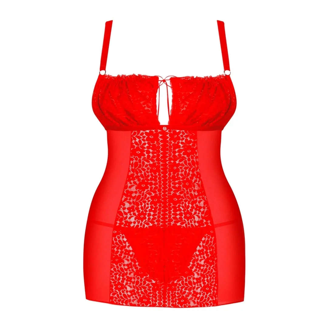 Obsessive Blossmina sukienka z gorsetowym wiązaniem czerwona 6XL/7XL — zdjęcie 3