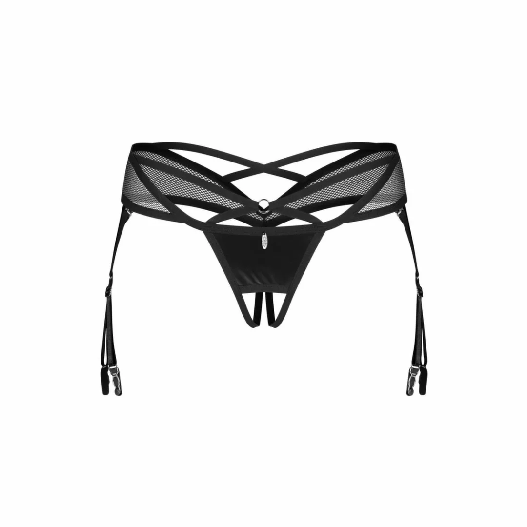 Obsessive Dominna String z Odsłonięciem i Regulowanymi Paskami Czarny 2XL/3XL — zdjęcie 3