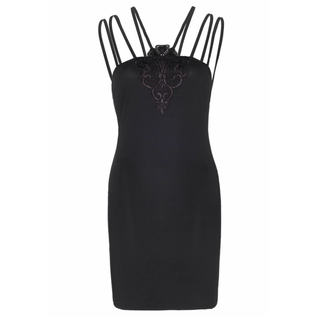 Obsessive Dress Felicia czarna sukienka z koronką i ramiączkami M — zdjęcie 3
