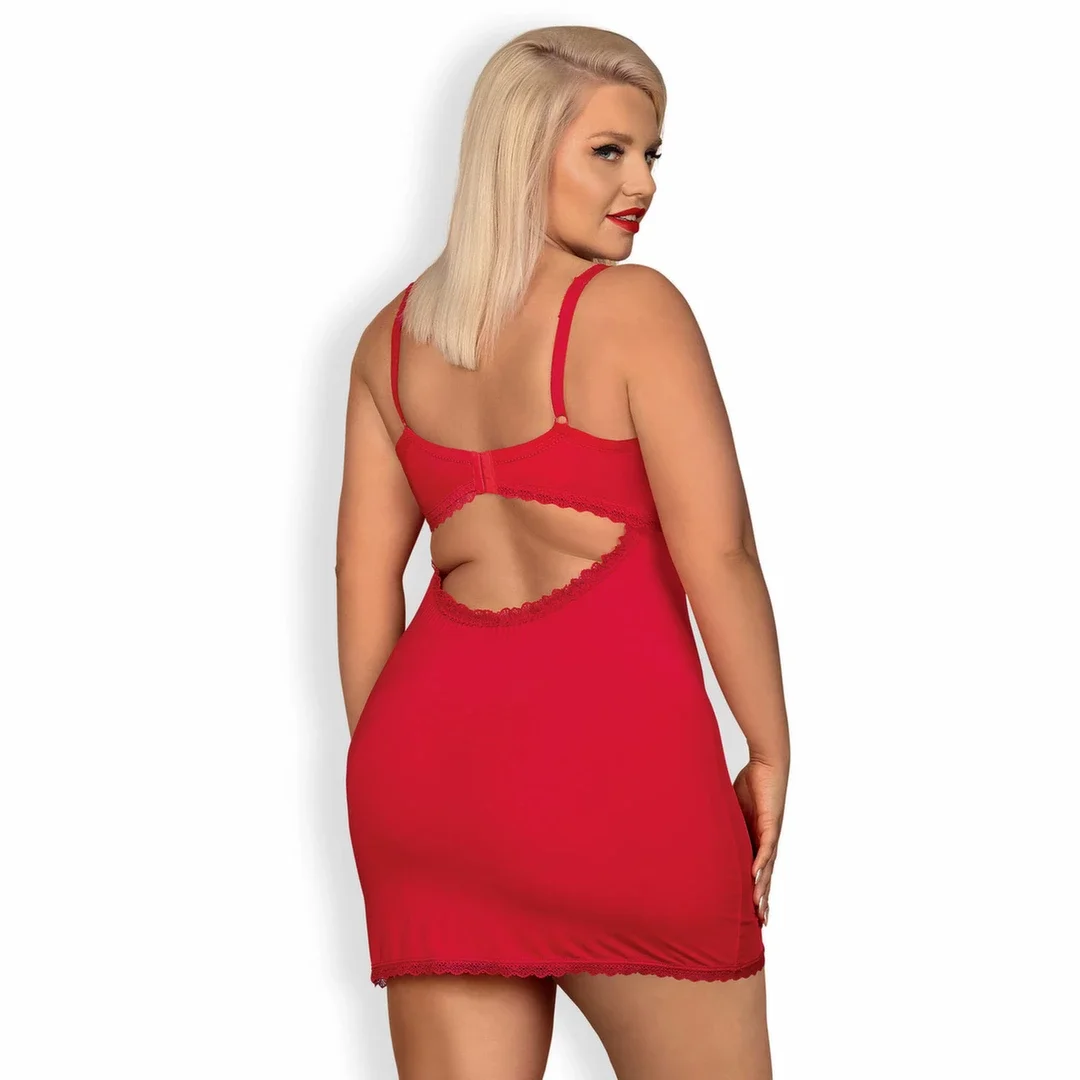 Obsessive Jolierose Chemise & Thong Czerwona XXL - Duże Miseczki — zdjęcie 2