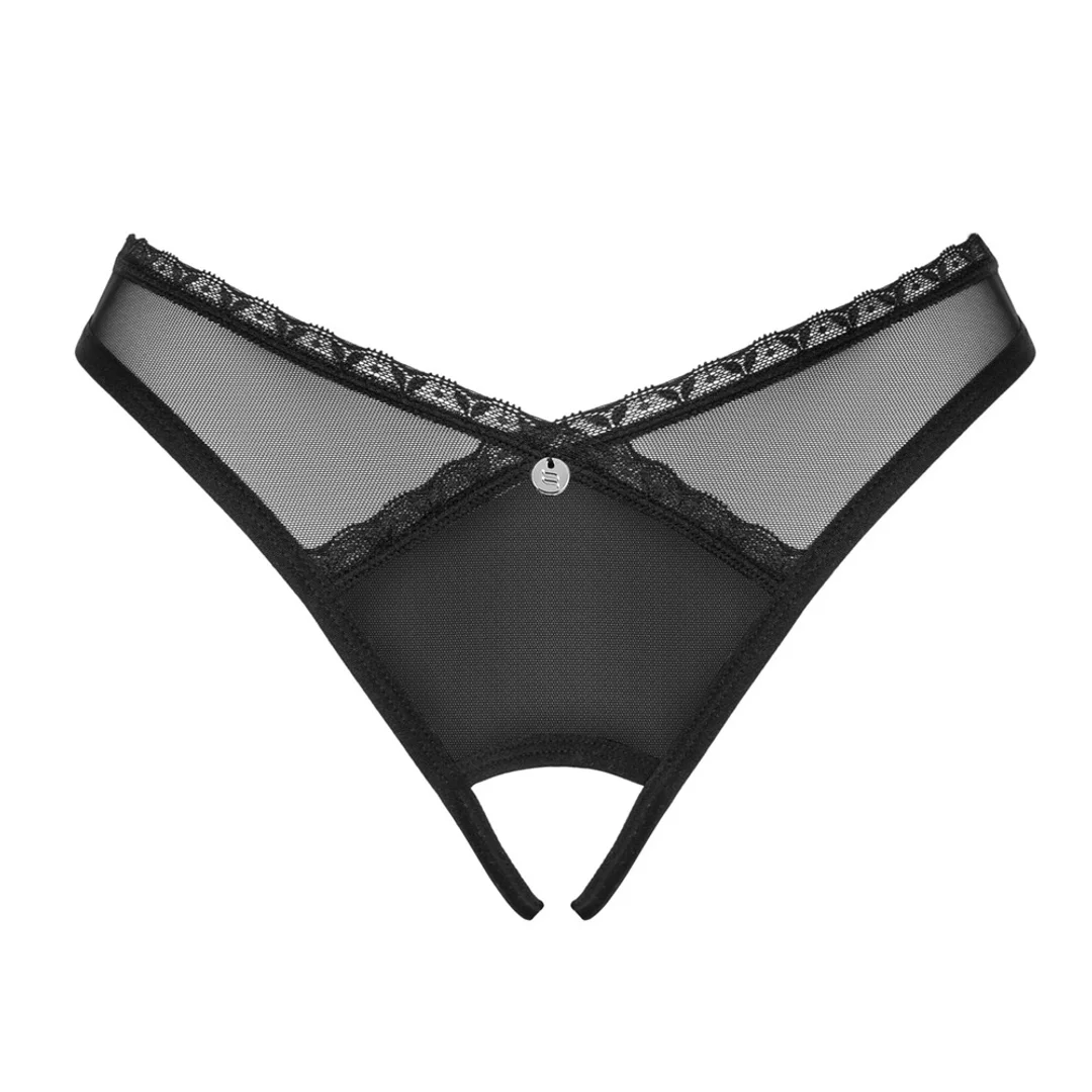 Obsessive Latinesa XL/2XL czarne stringi z dekoracją kwiatową — zdjęcie 3