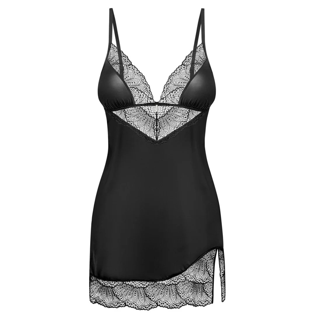 Obsessive Lobellis Koszulka Nocna z Koronką + Stringi Czarna M/L — zdjęcie 7