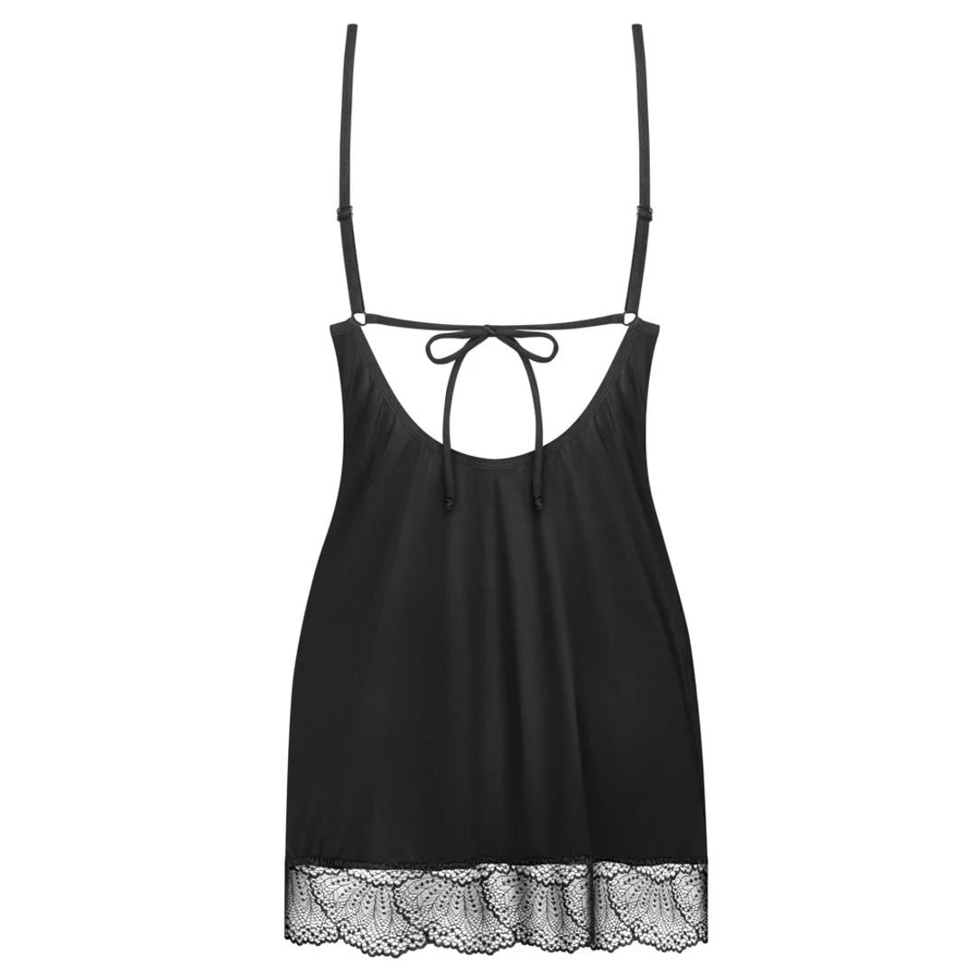 Obsessive Lobellis Koszulka Nocna z Koronką + Stringi Czarna M/L — zdjęcie 8