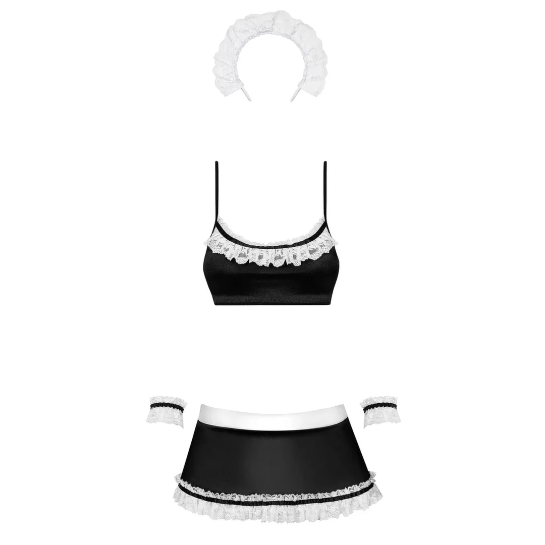Obsessive Maid Costume S/M - zestaw przebranie pokojowki z falbanką — zdjęcie 2