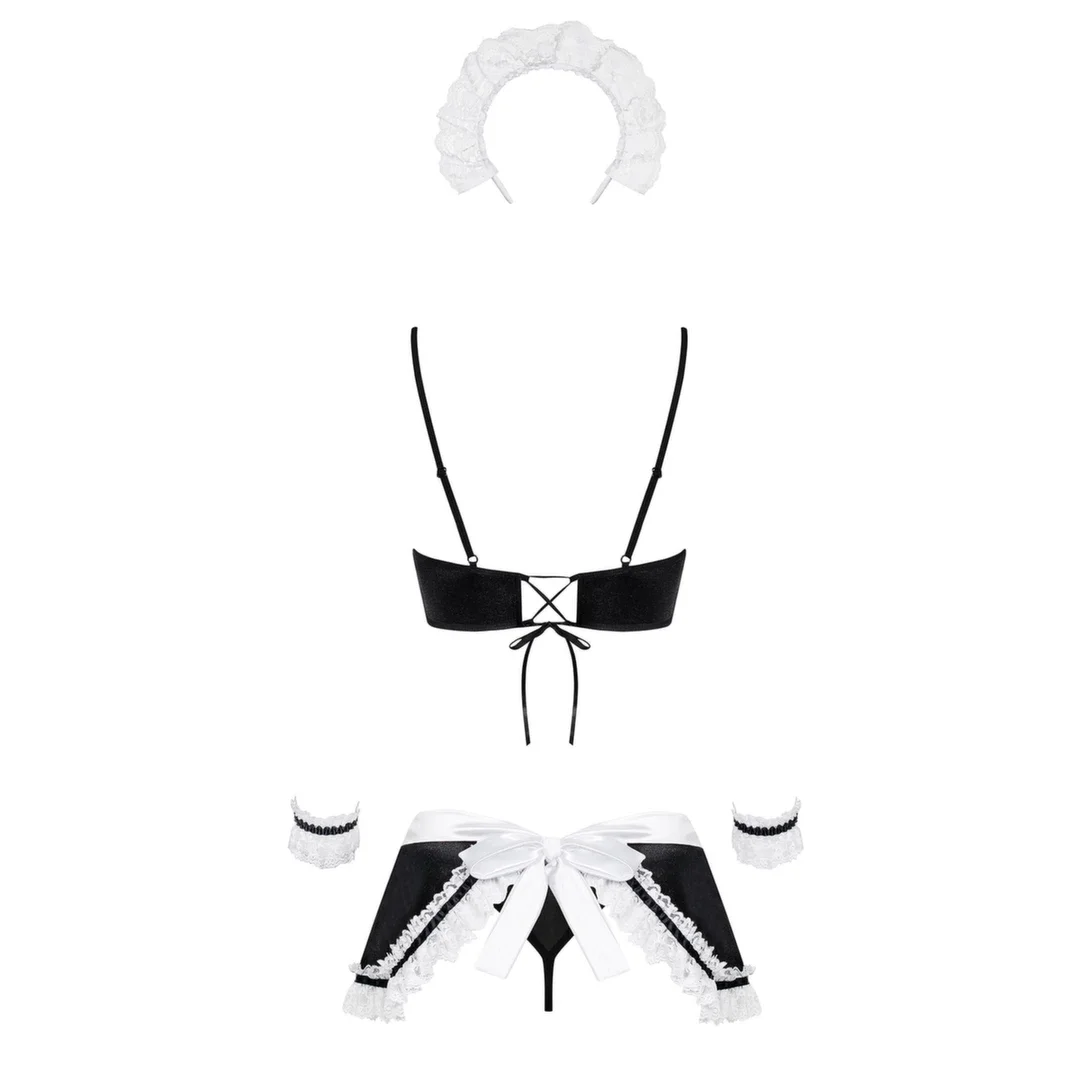 Obsessive Maid Costume S/M - zestaw przebranie pokojowki z falbanką — zdjęcie 3
