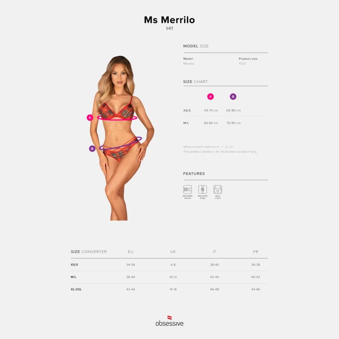 Obsessive Ms Merrilo komplet bielizny czerwony XS/S świąteczny — zdjęcie 7