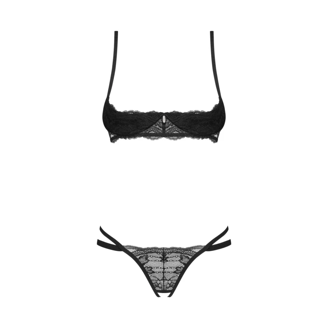 Obsessive Nutris komplet dwuczęściowy XL/2XL czarna koronka ozdobna — zdjęcie 2