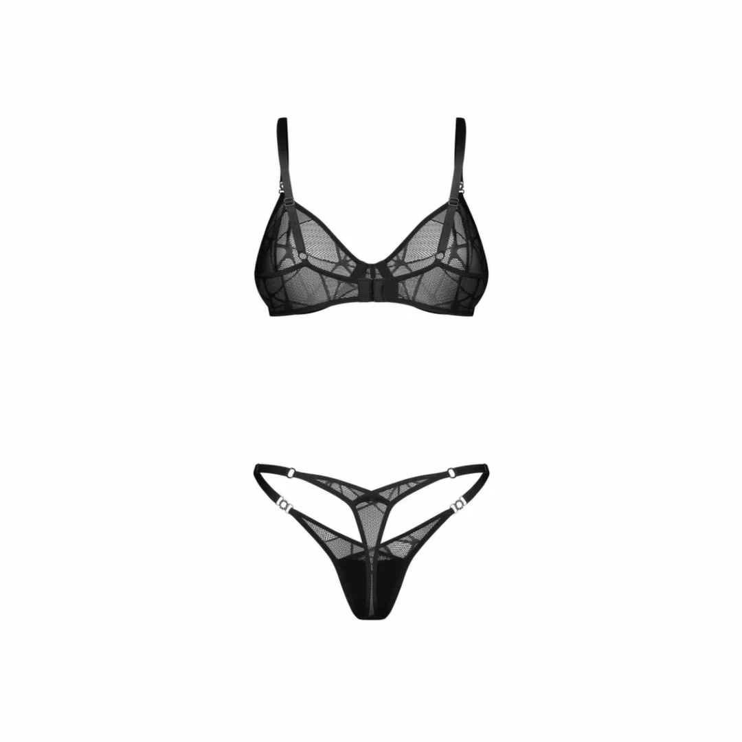 Obsessive Olianna 2-Piece Set Black - komplet bielizny z koronką S/M — zdjęcie 6