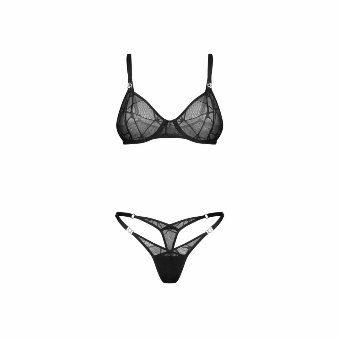 Obsessive Olianna 2-Piece Set Black - komplet bielizny z koronką S/M — zdjęcie 7