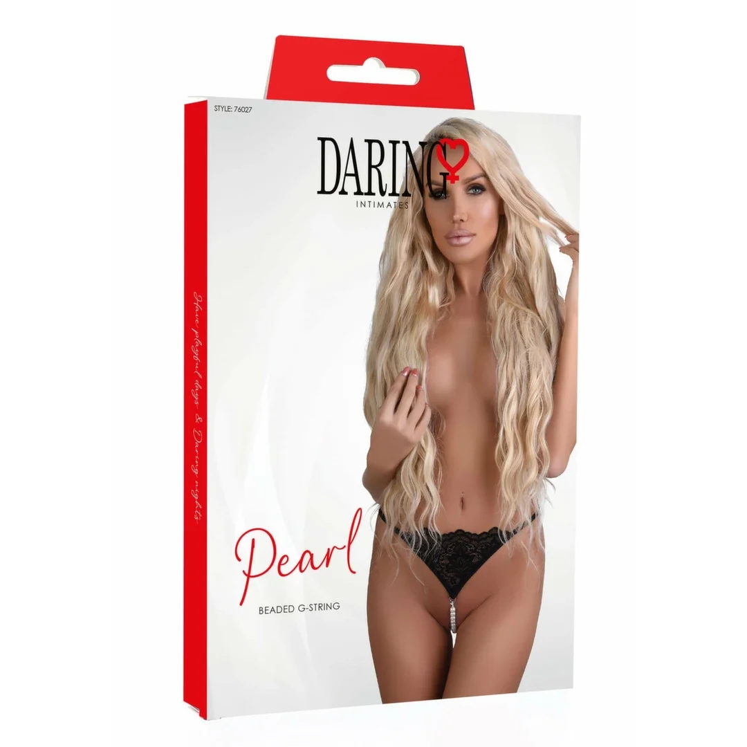 Obsessive Pearl beaded g-string koronkowe stringi z perełkami S/M — zdjęcie 5