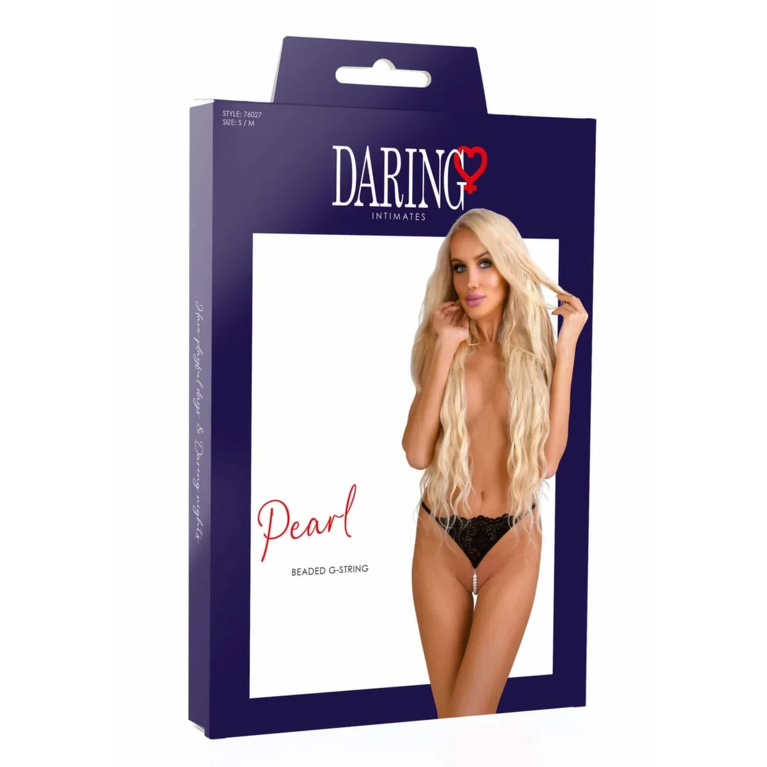 Obsessive Pearl beaded g-string koronkowe stringi z perełkami S/M — zdjęcie 7