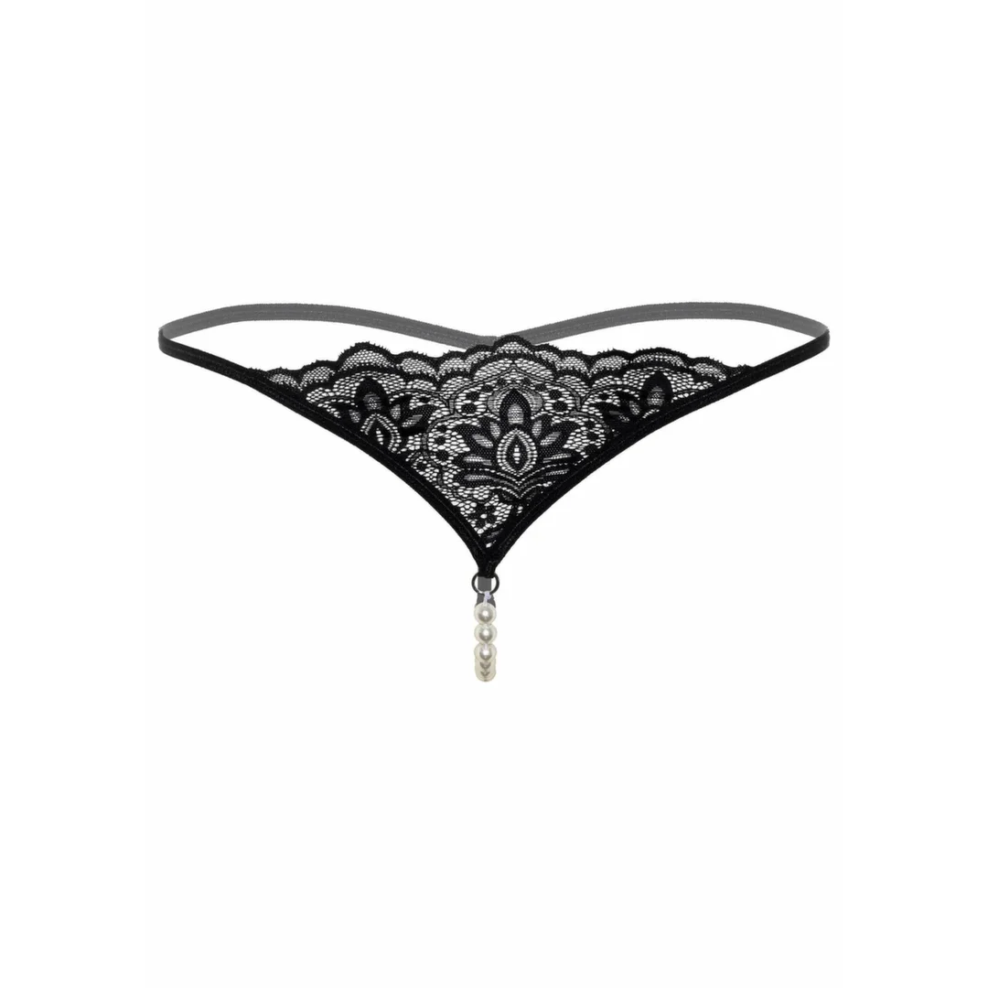 Obsessive Pearl beaded G-string koronkowy z perełkami S/M — zdjęcie 4