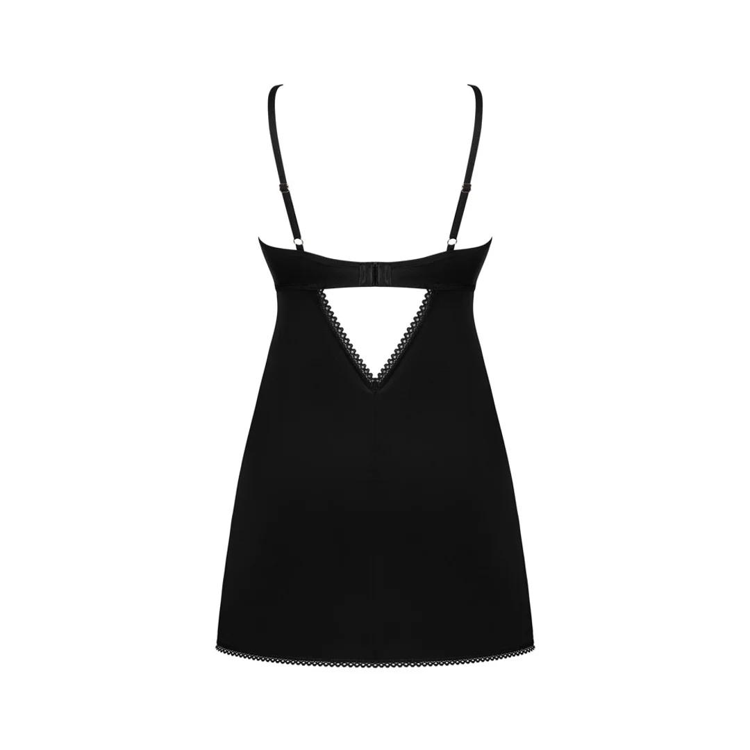 Obsessive Rosenty M/L Czarna sukienka z rożową koronką + stringi — zdjęcie 4