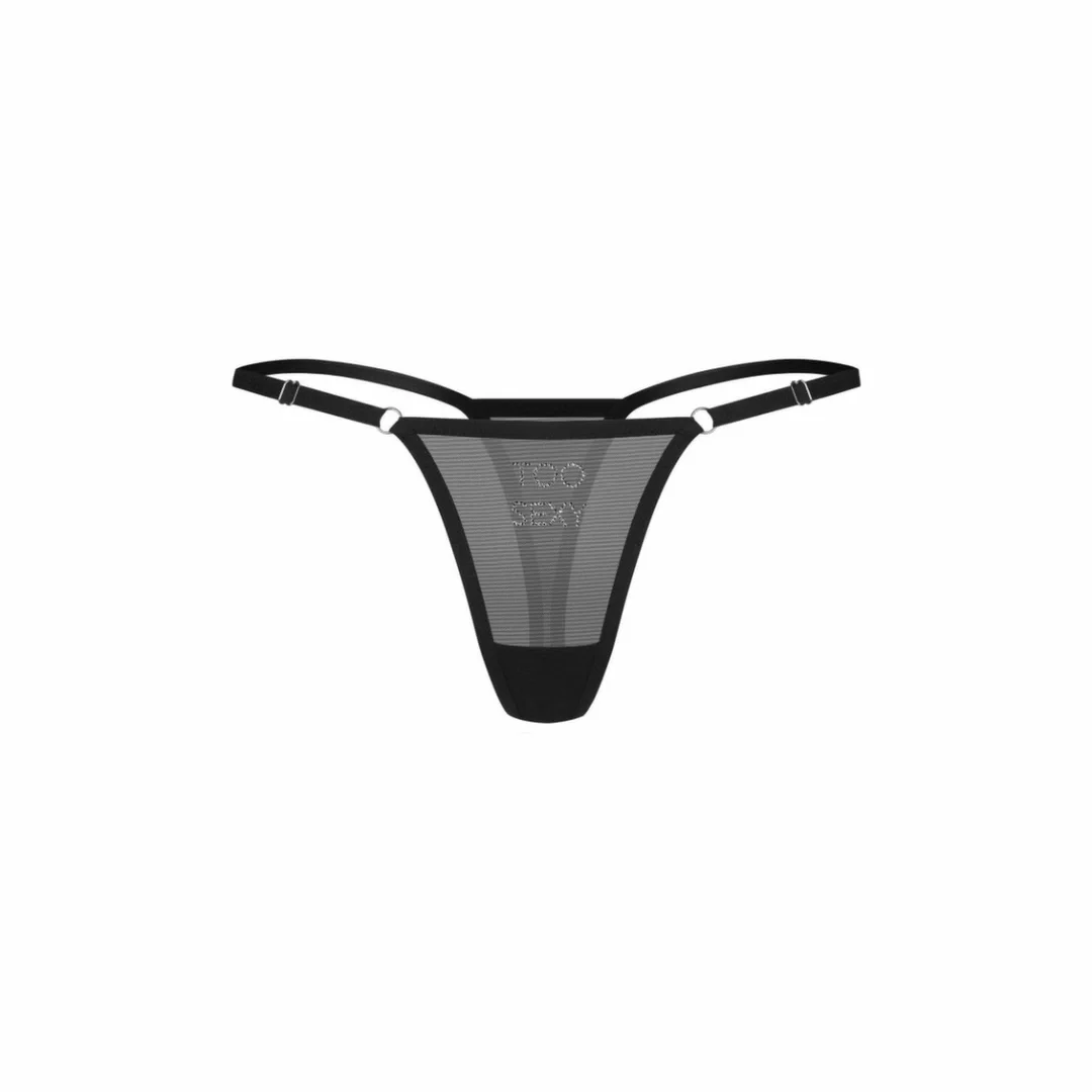 Obsessive Violami String Black z Regulacją i Kryształkami L/XL — zdjęcie 4