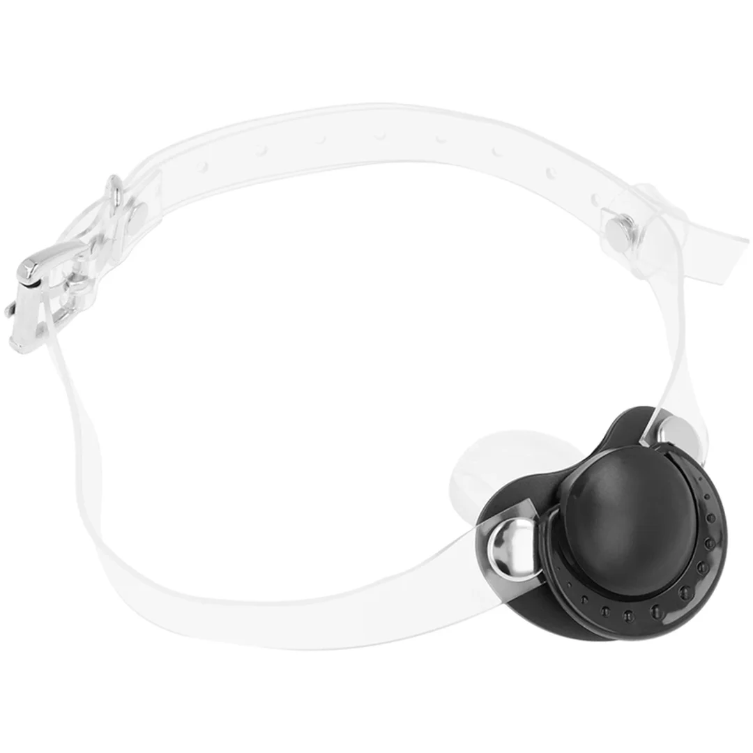 OHMAMA Fetish - przezroczysty smoczek knebel z regulacją 65,5 cm — zdjęcie 2