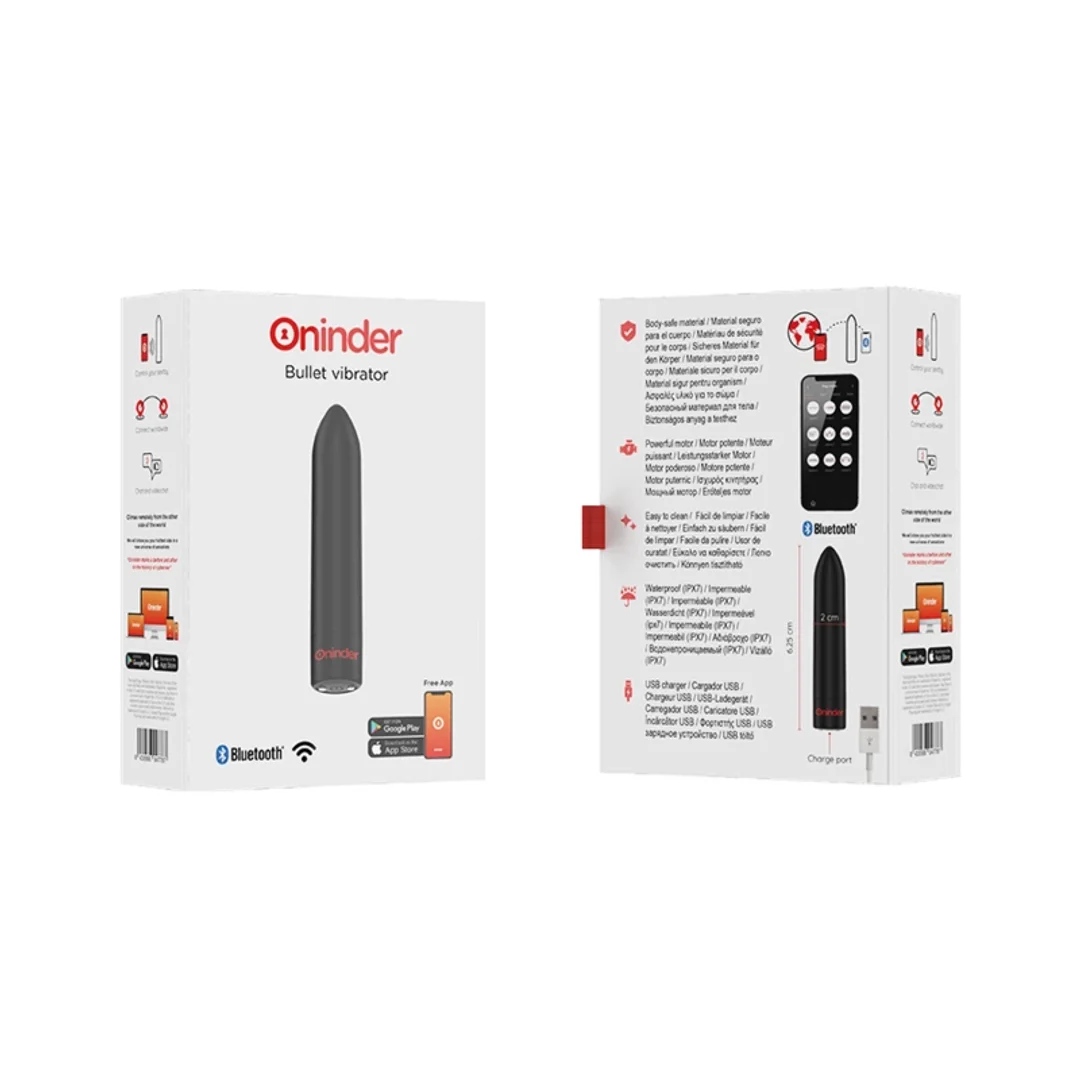 ONINDER Berlin - kulowy model wibrujący, czarny, 9 trybow, aplikacja, 8,5 cm — zdjęcie 8