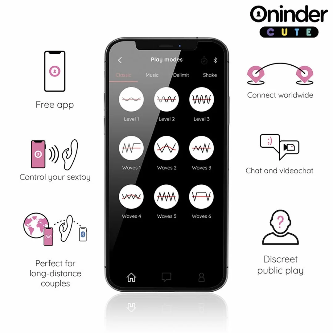 ONINDER Cute Love Bunny - wibrator z funkcją sterowania aplikacją, rożowy 14,5 cm — zdjęcie 3