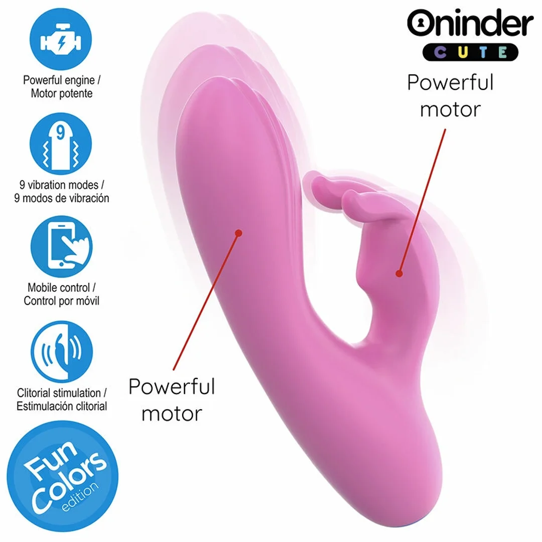 ONINDER Cute Love Bunny - wibrator z funkcją sterowania aplikacją, rożowy 14,5 cm — zdjęcie 4