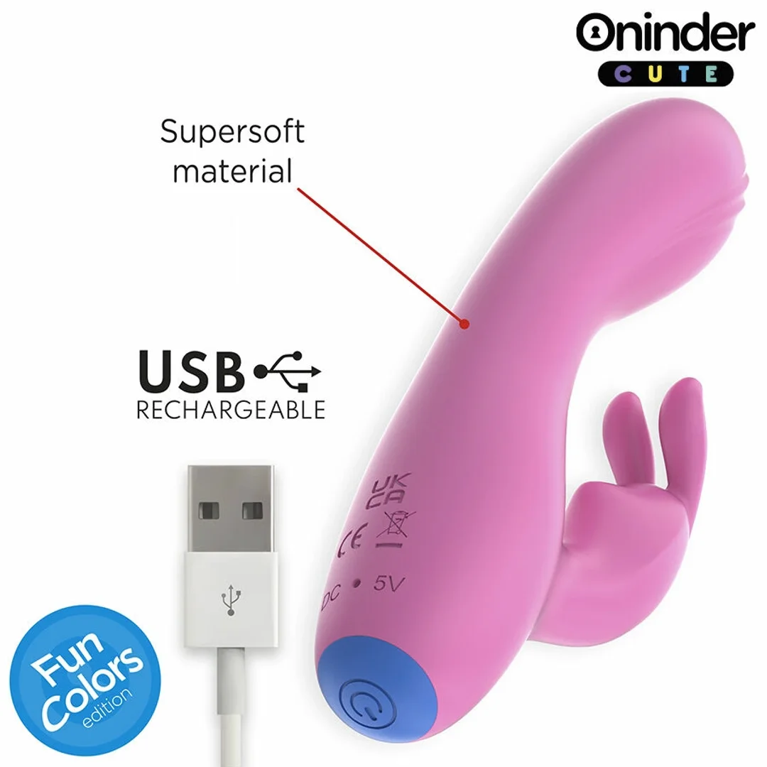 ONINDER Cute Love Bunny - wibrator z funkcją sterowania aplikacją, rożowy 14,5 cm — zdjęcie 5