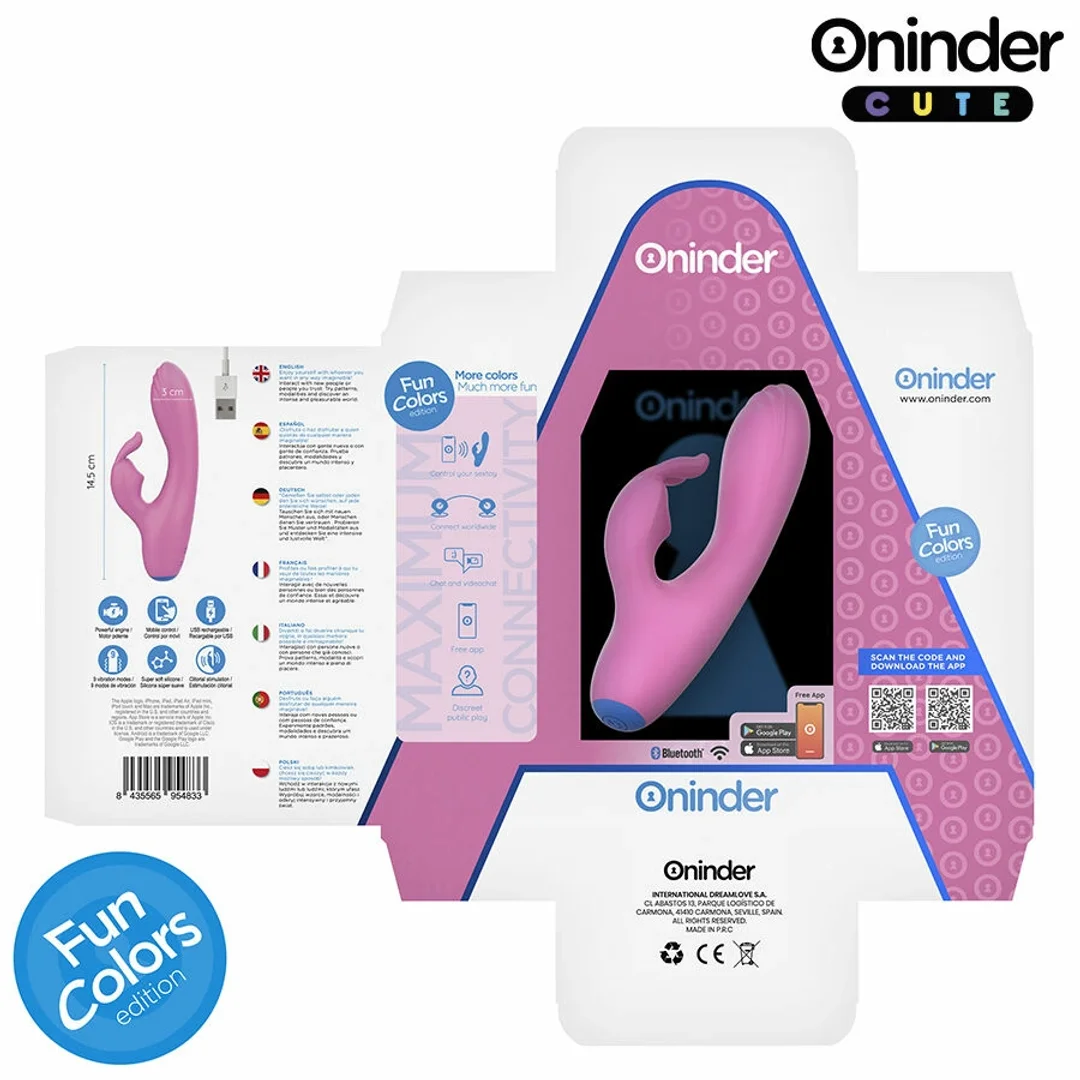 ONINDER Cute Love Bunny - wibrator z funkcją sterowania aplikacją, rożowy 14,5 cm — zdjęcie 6