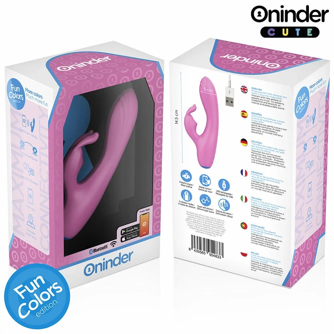 ONINDER Cute Love Bunny - wibrator z funkcją sterowania aplikacją, rożowy 14,5 cm — zdjęcie 7