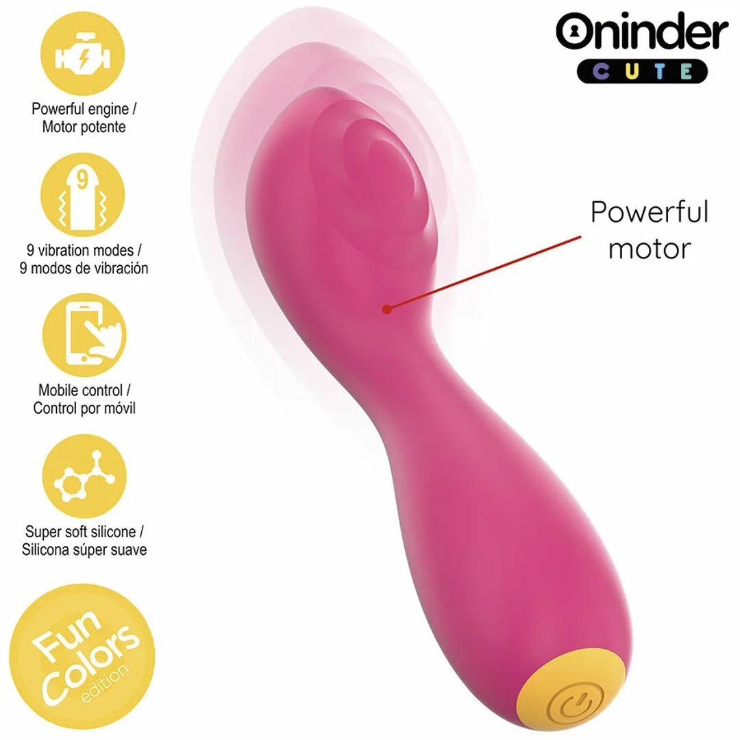 Oninder Cute Master - Wibrująca maszyna intymna G z aplikacją, rożowo-żołta 12,5 cm — zdjęcie 3