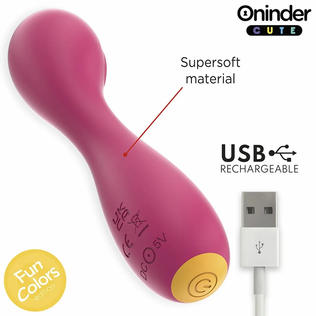 Oninder Cute Master - Wibrująca maszyna intymna G z aplikacją, rożowo-żołta 12,5 cm — zdjęcie 4