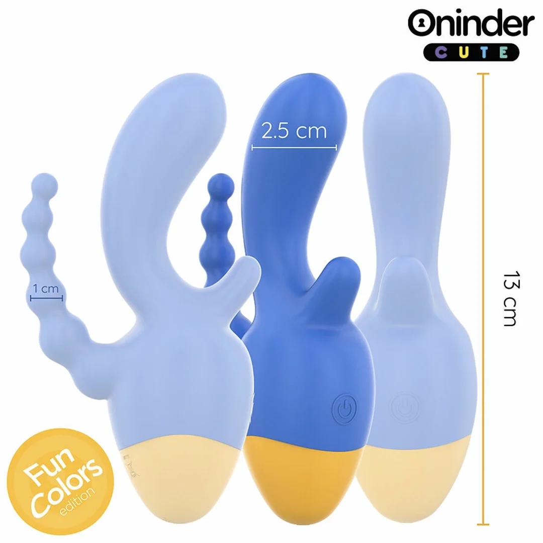 ONINDER Cute Triple Vibrator z Aplikacją - 9 Trybow, USB, Niebiesko-Żołty — zdjęcie 2
