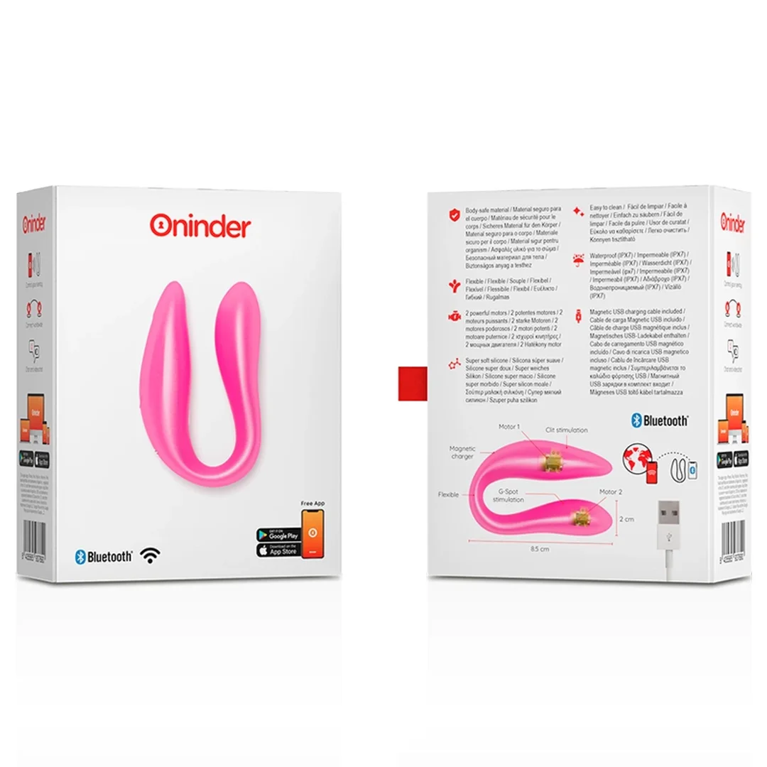 ONINDER Double Pleasure Pink - Stymulator z Aplikacją, IPX7, 2 Silniki — zdjęcie 6