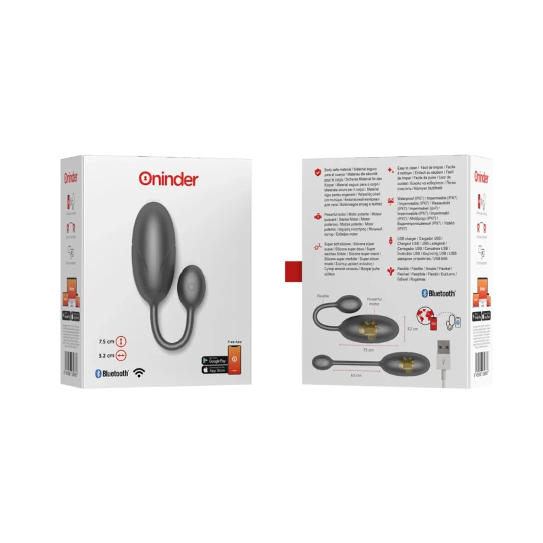 ONINDER Tokyo model jajko wibrujące czarne 7,5x3,2cm Bluetooth APP — zdjęcie 8