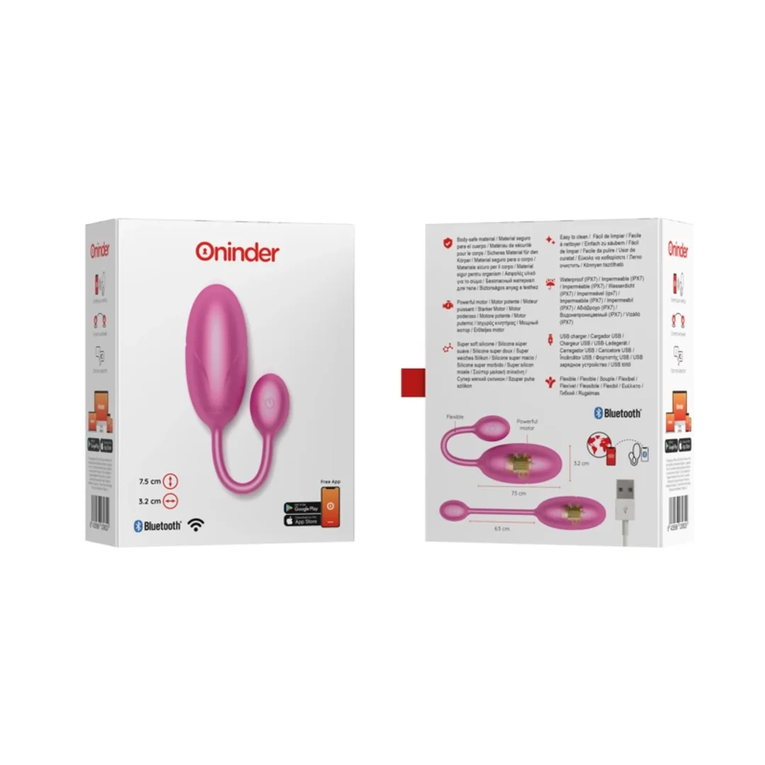 ONINDER Tokyo Rożowy System Wibracyjny z Aplikacją 7,5x3,2cm IPX7 — zdjęcie 8
