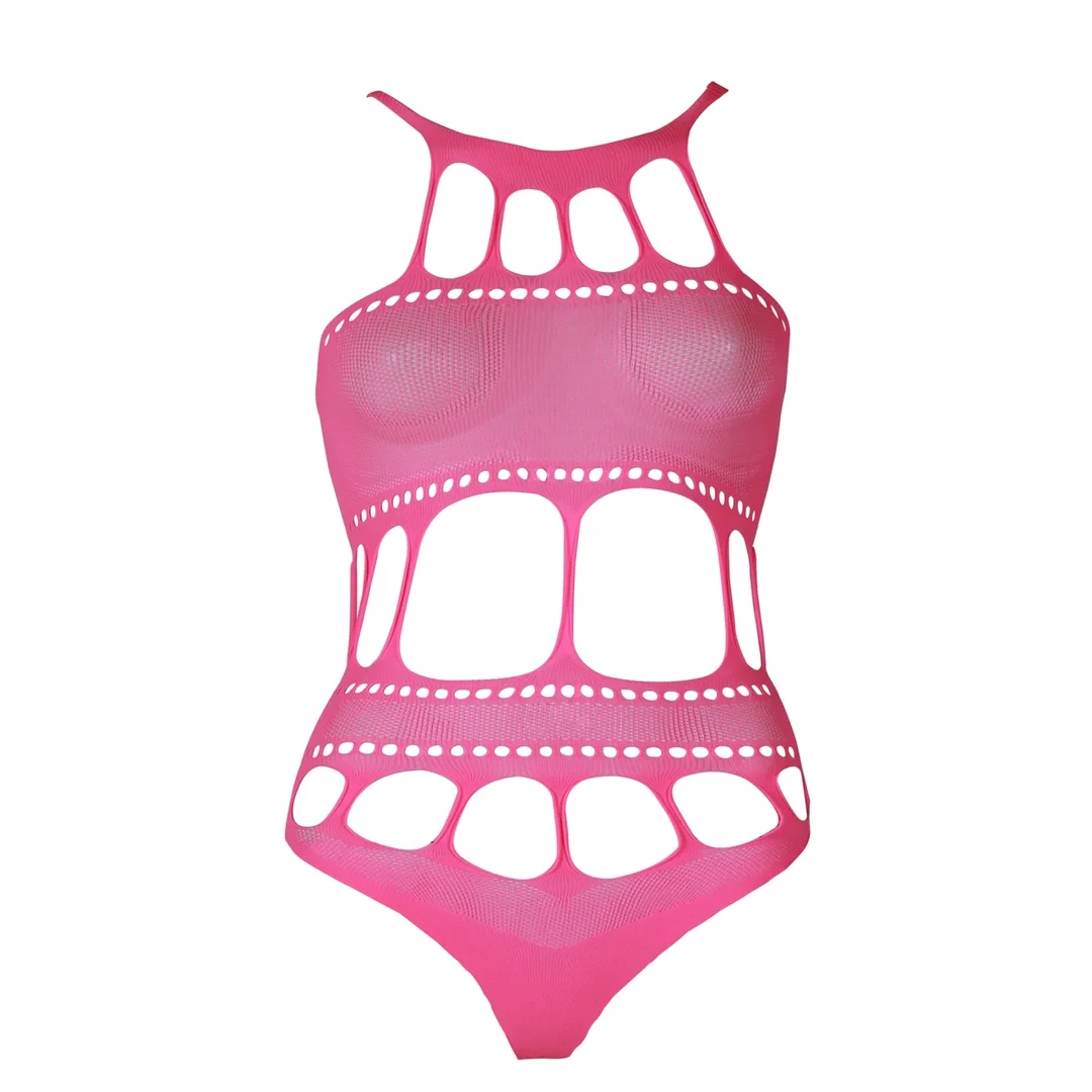 Ouch! Body Neon XL/XXXXL z greckim dekoltem, UV, neonowy roż — zdjęcie 4