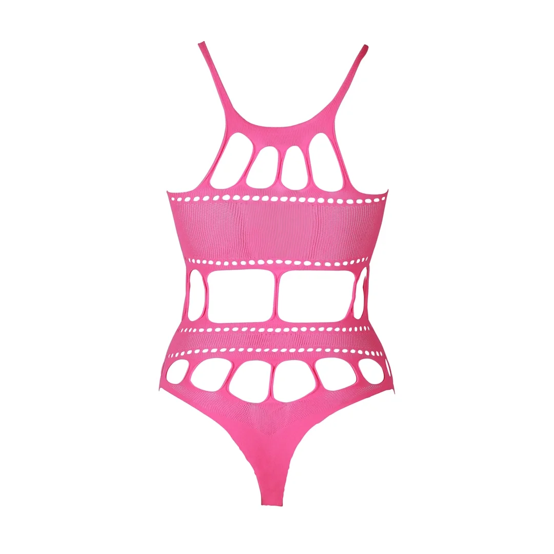 Ouch! Body Neon XL/XXXXL z greckim dekoltem, UV, neonowy roż — zdjęcie 5