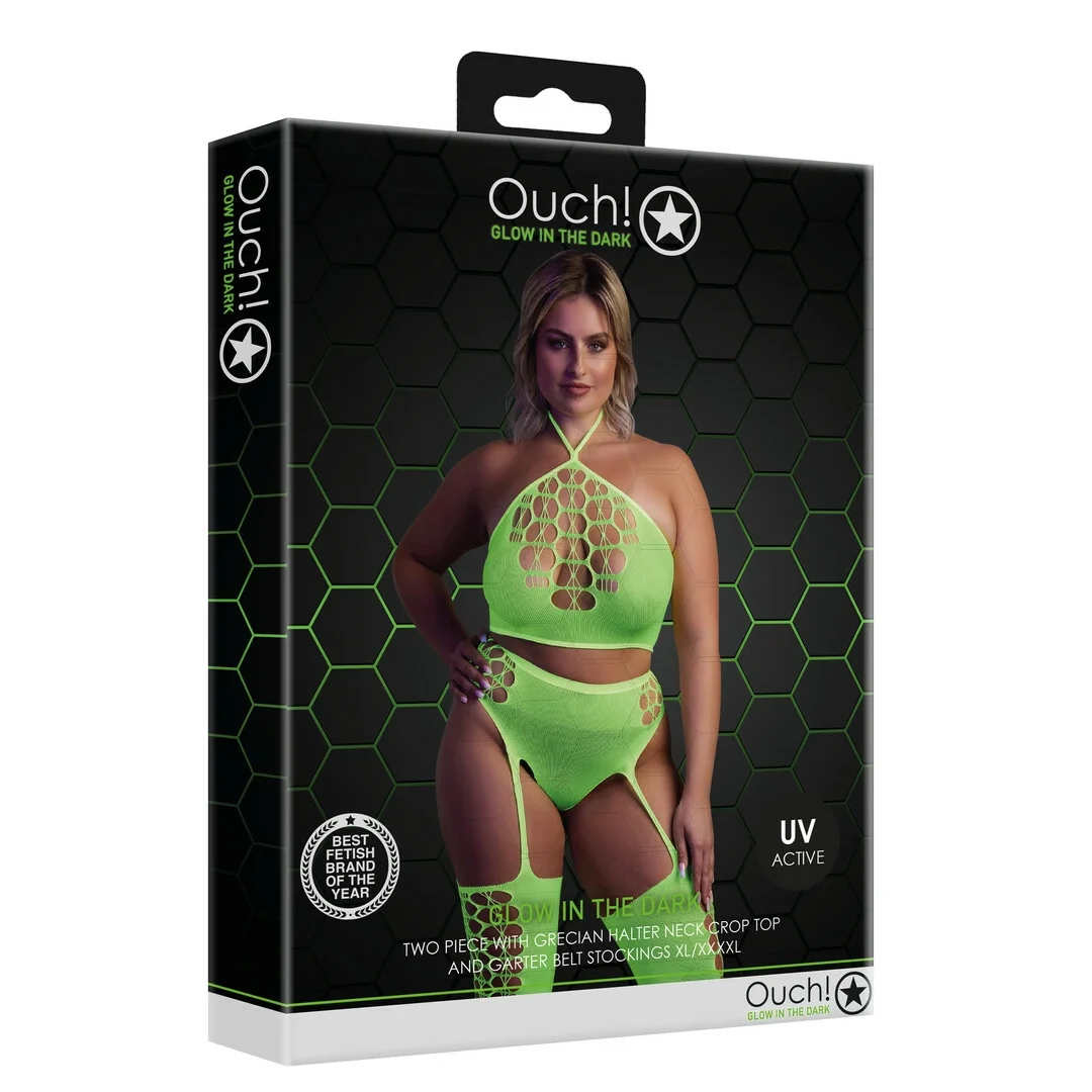 Ouch! by Shots Body dwuczęściowe Neon XL/XXXXL z topem i pończochami — zdjęcie 2