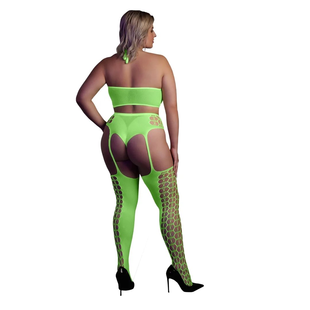 Ouch! by Shots Body dwuczęściowe Neon XL/XXXXL z topem i pończochami — zdjęcie 3