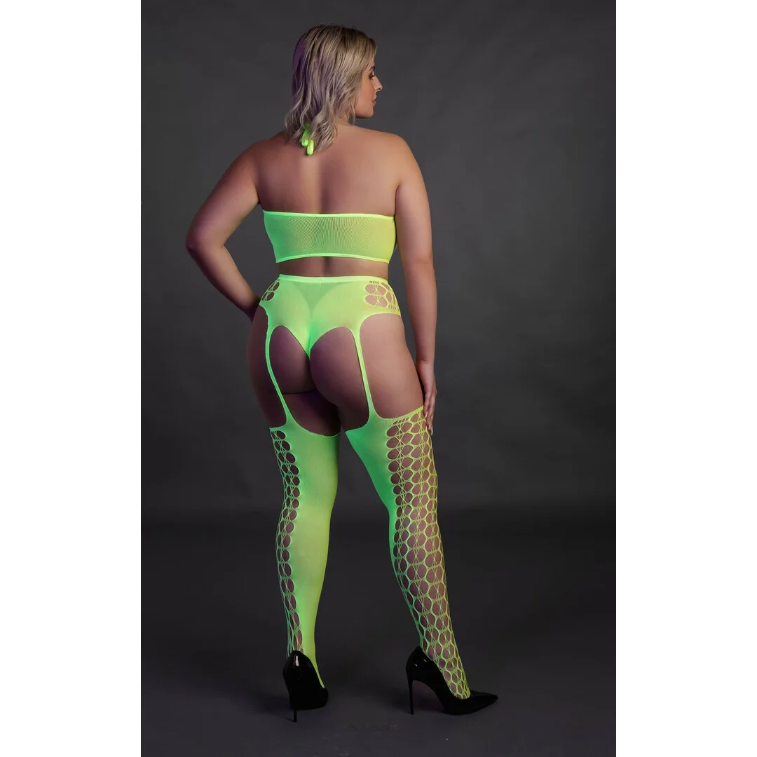 Ouch! by Shots Body dwuczęściowe Neon XL/XXXXL z topem i pończochami — zdjęcie 7
