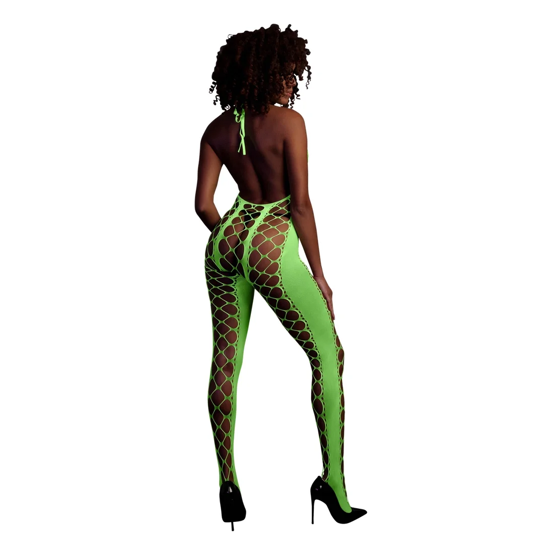 Ouch! by Shots Bodystocking Neon XS/L - głęboki dekolt, UV aktywacja — zdjęcie 3