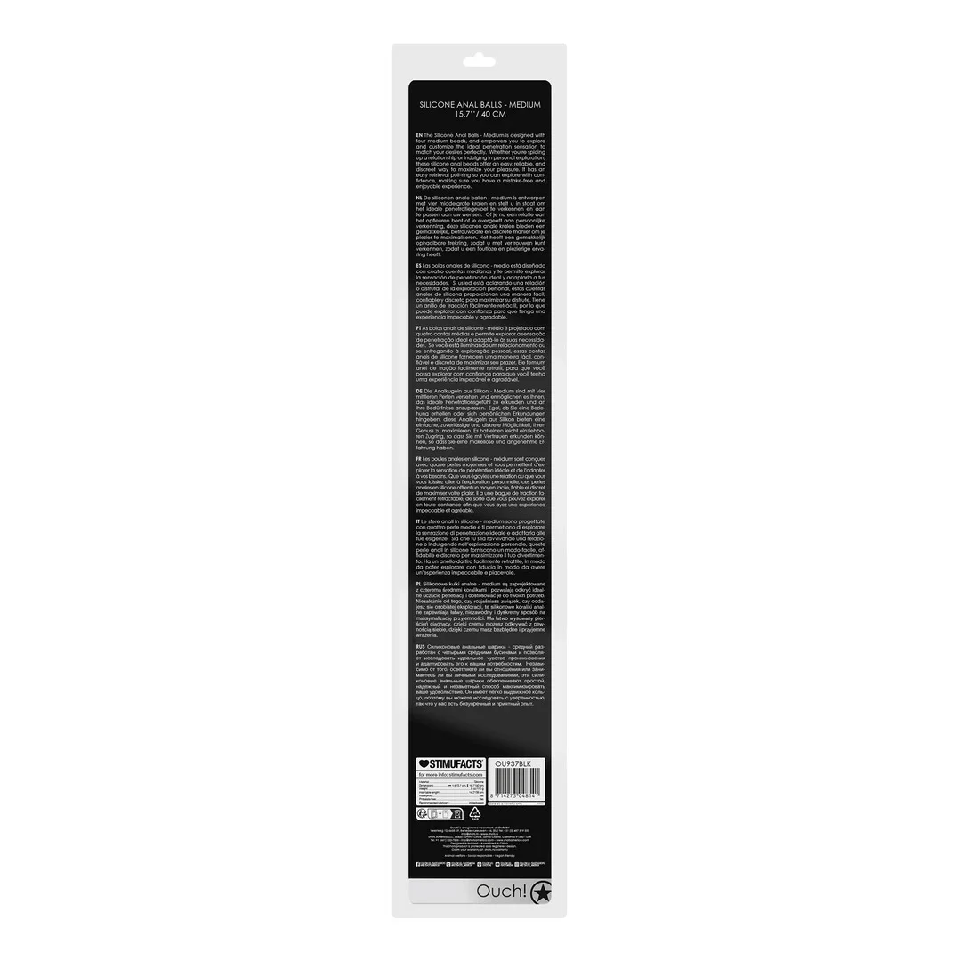 Ouch! by Shots Korek silikonowy średni, pierścień, 4 kulki, czarny — zdjęcie 7