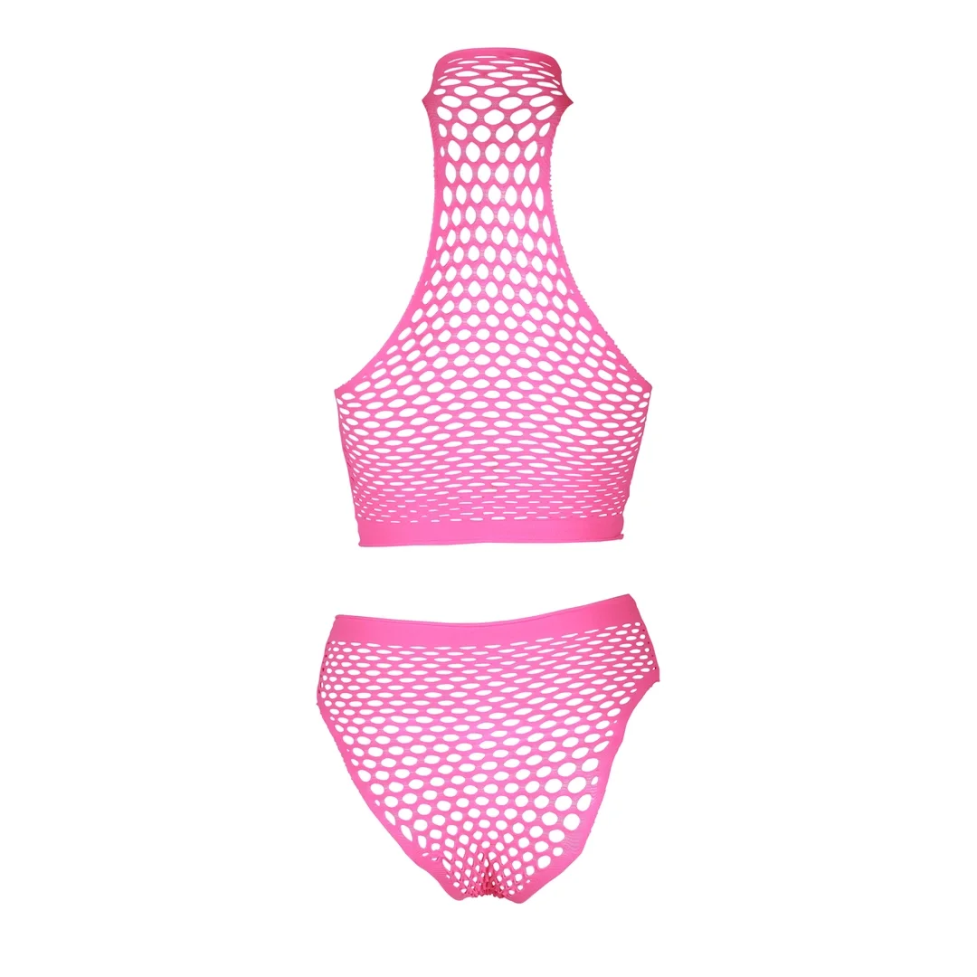Ouch! by Shots Neon Set Top z Stojką i Majtki Wysoki Stan XS/L Roż — zdjęcie 5