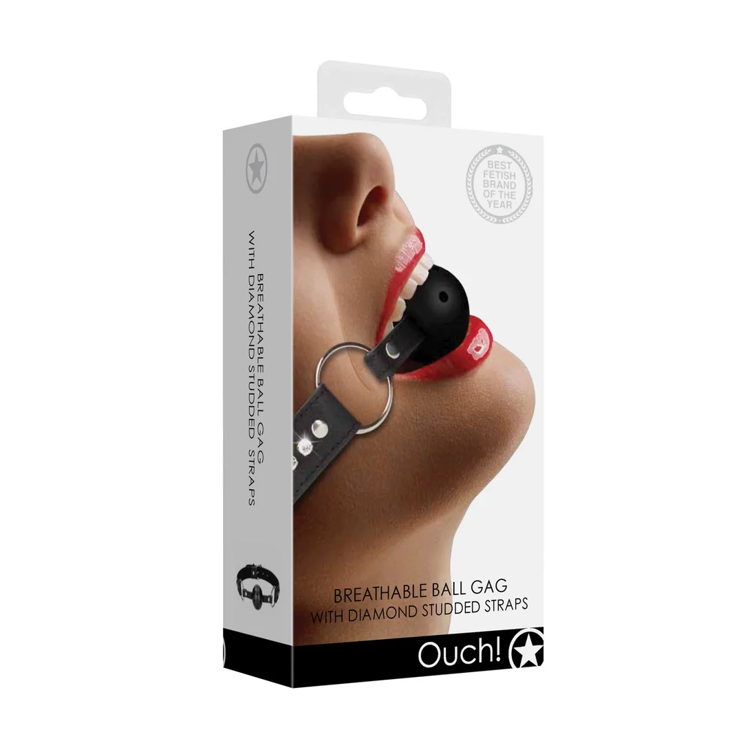 Ouch! Diamond Studded Oddychająca Kula z Regulowanymi Paseczkami — zdjęcie 5