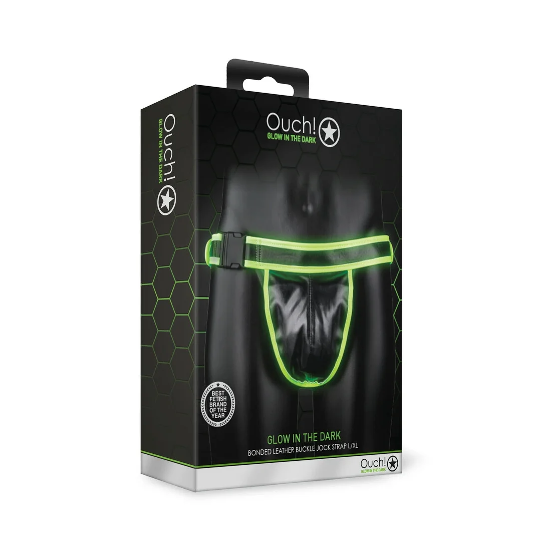 Ouch! Glow in the Dark Majtki z Klamrą S/M, Zielone, Regulowane — zdjęcie 2